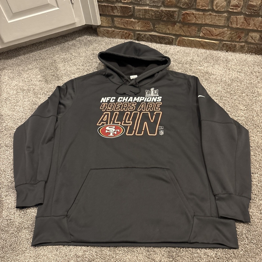 Nike San Francisco 49ers NFC Champions Locker Room Trophy Hoodie 3XL "ALL IN"